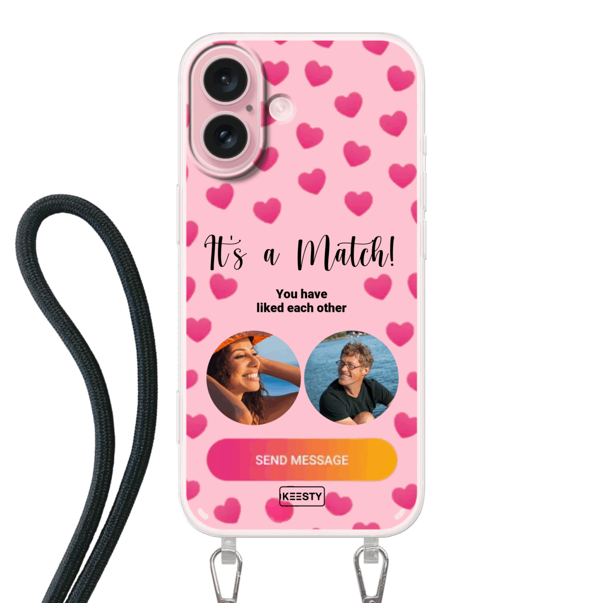 Telefoonhoesje met foto koord its a match 1 2