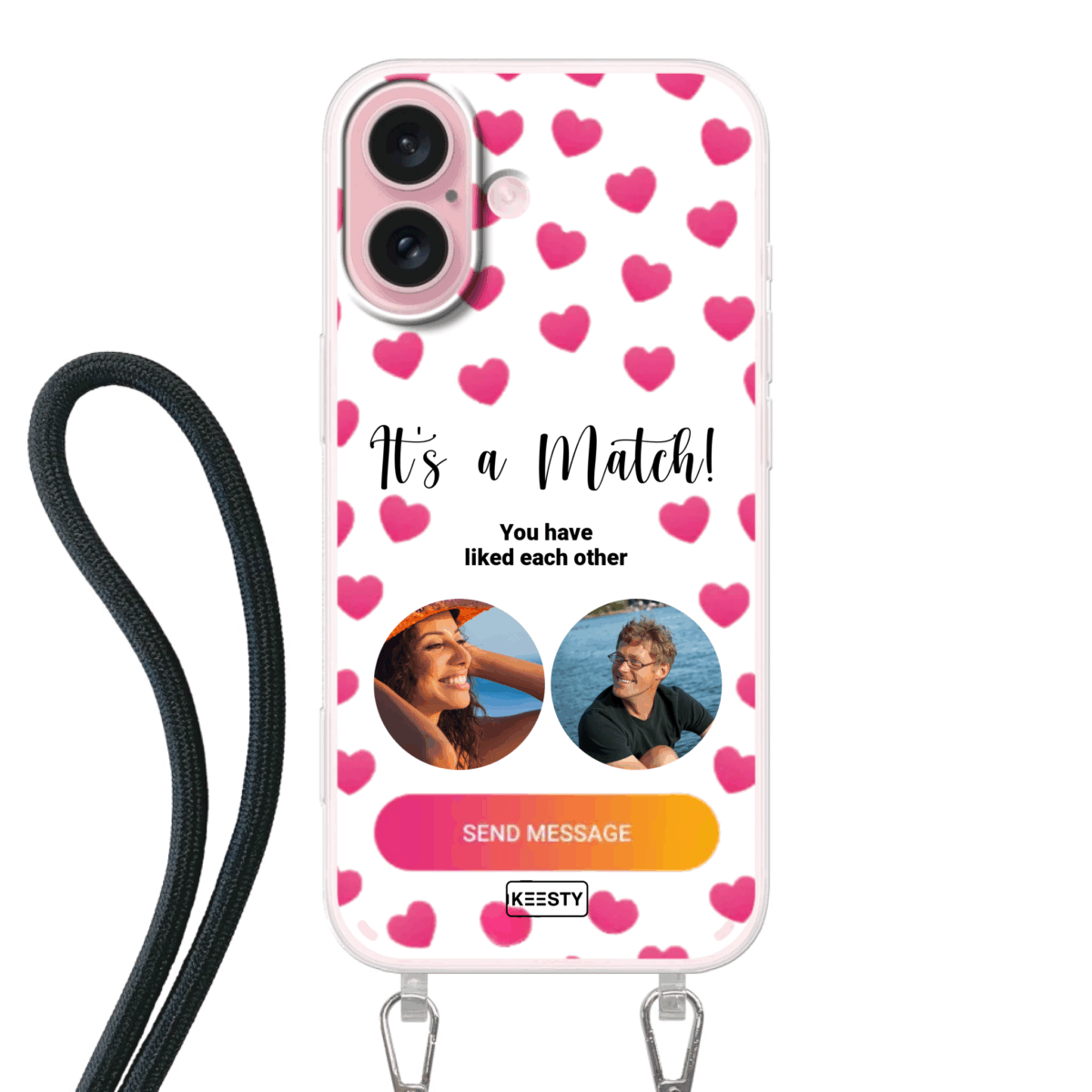 Telefoonhoesje met foto koord its a match 1 3