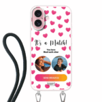 Telefoonhoesje met foto koord its a match 1 3