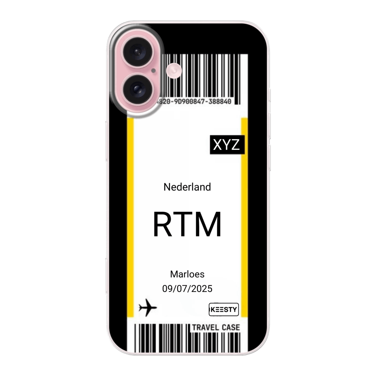 Telefoonhoesje ontwerpen vliegticket soft iPhone 16 2