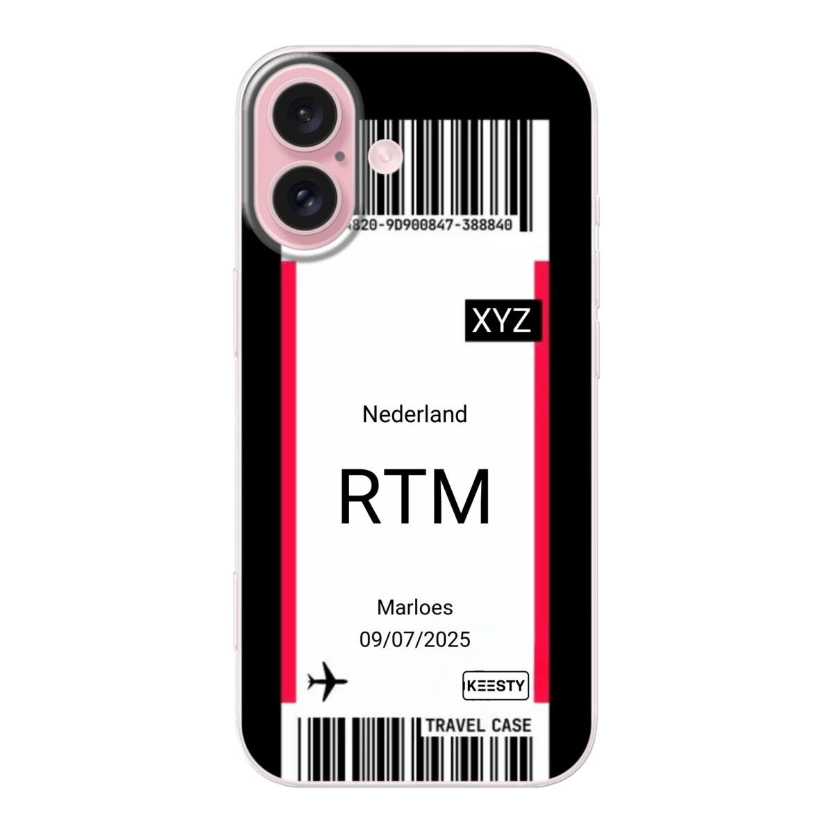 Telefoonhoesje ontwerpen vliegticket soft iPhone 16 3