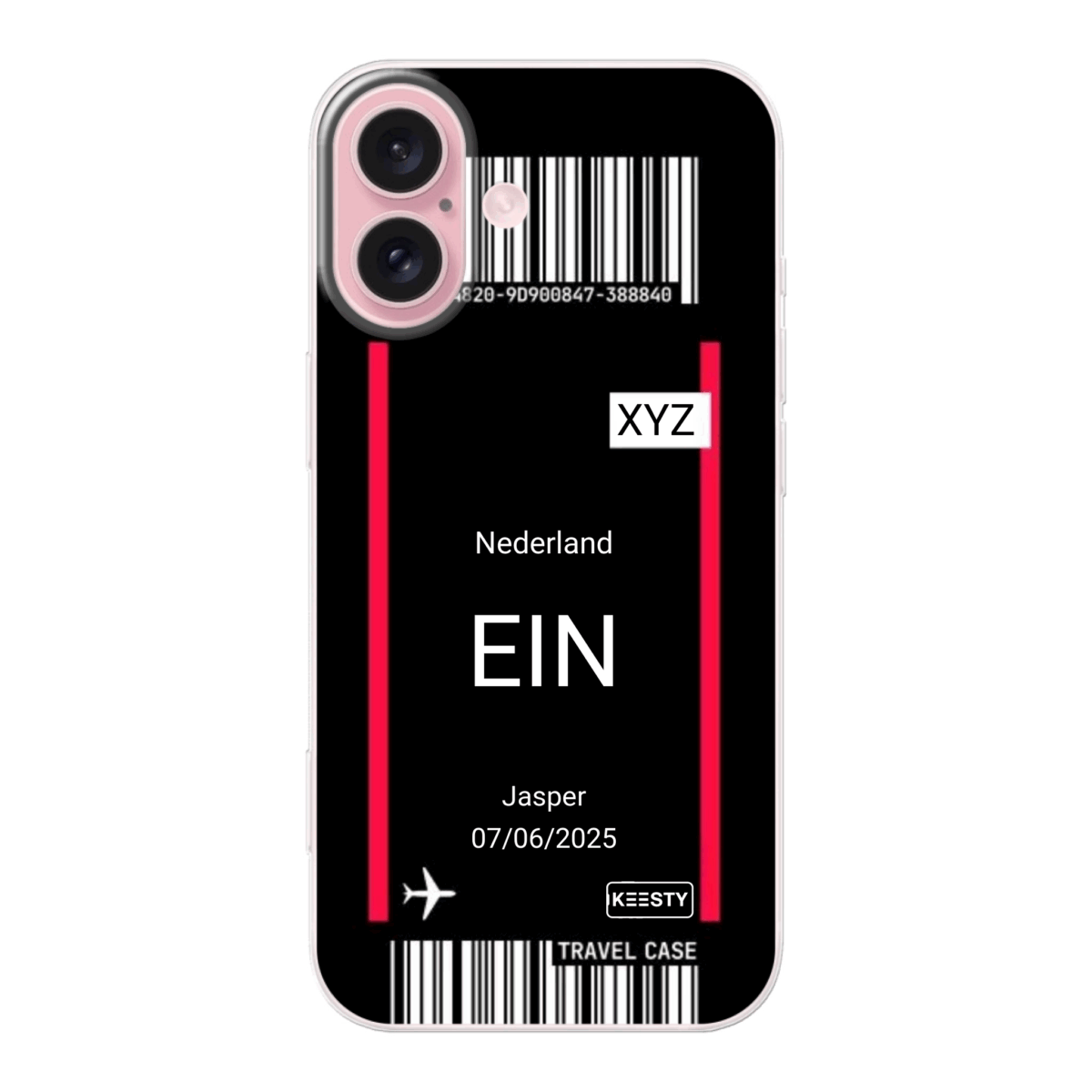 Telefoonhoesje ontwerpen vliegticket soft iPhone 16 4