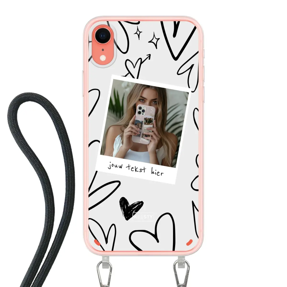 Apple iPhone Xr Crossbody case (back printed, transparent)