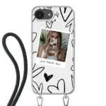 Apple iPhone 16e Crossbody case (back printed, transparent)
