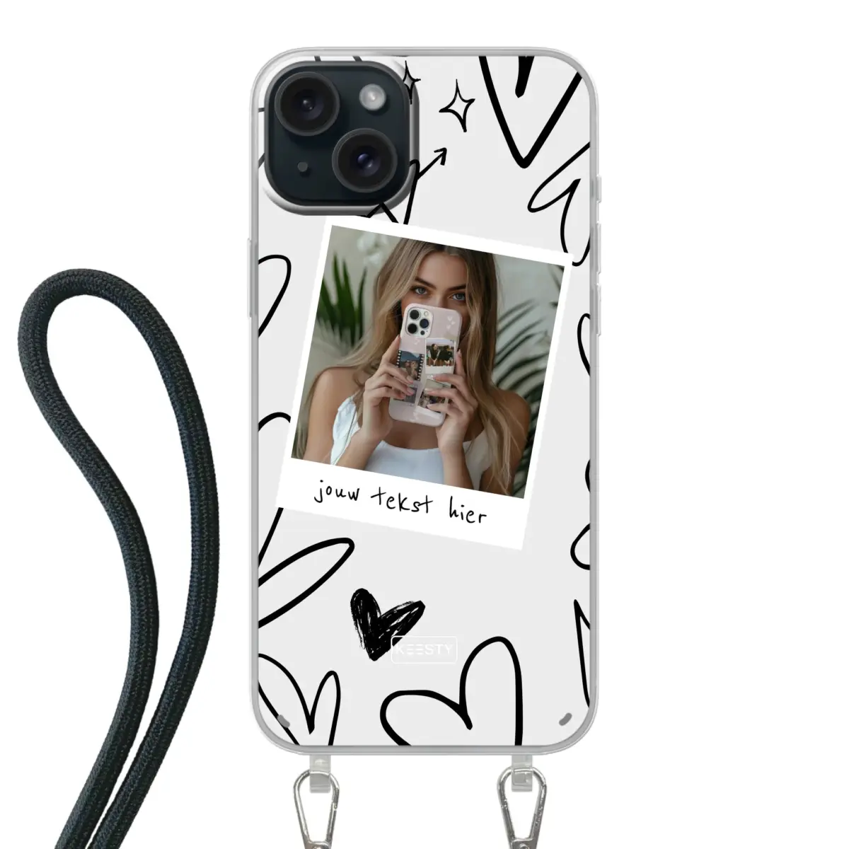 Apple iPhone 15 Plus Crossbody case (back printed, transparent)