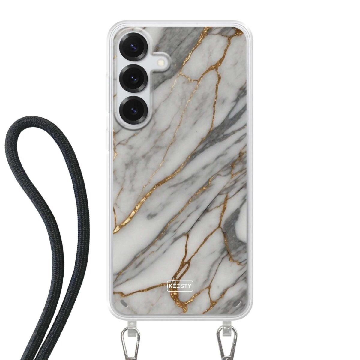 Telefoonhoesje ontwerpen - Marble White - Hoesje met koord