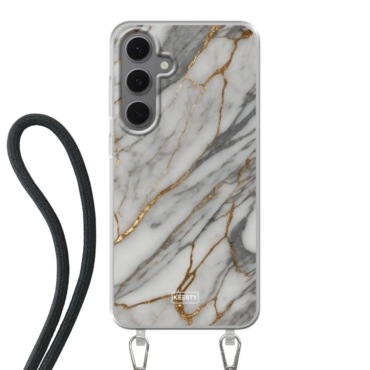 Telefoonhoesje ontwerpen met koord Marble Black Apple iPhone 13 Pro Max