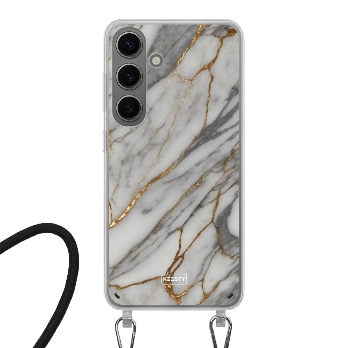 Telefoonhoesje ontwerpen met koord Marble Black Apple iPhone 14