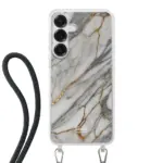 Telefoonhoesje ontwerpen met koord Marble Black Apple iPhone 12 & 12 Pro