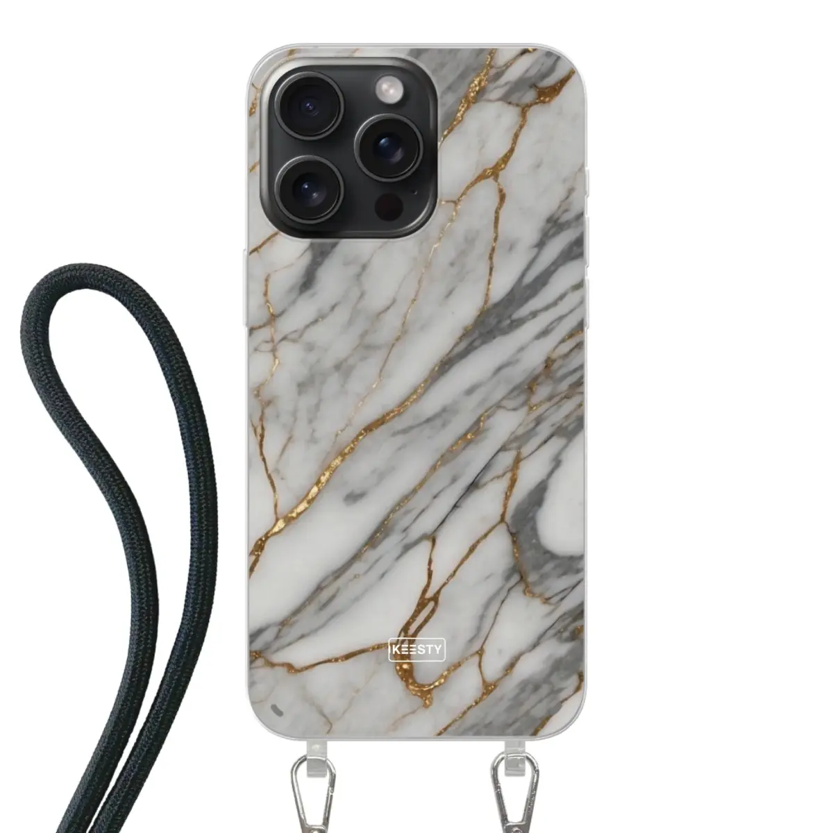 Telefoonhoesje ontwerpen met koord Marble Black Samsung Galaxy A56