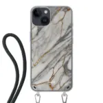 Telefoonhoesje ontwerpen met koord Marble Black Samsung Galaxy S24 FE