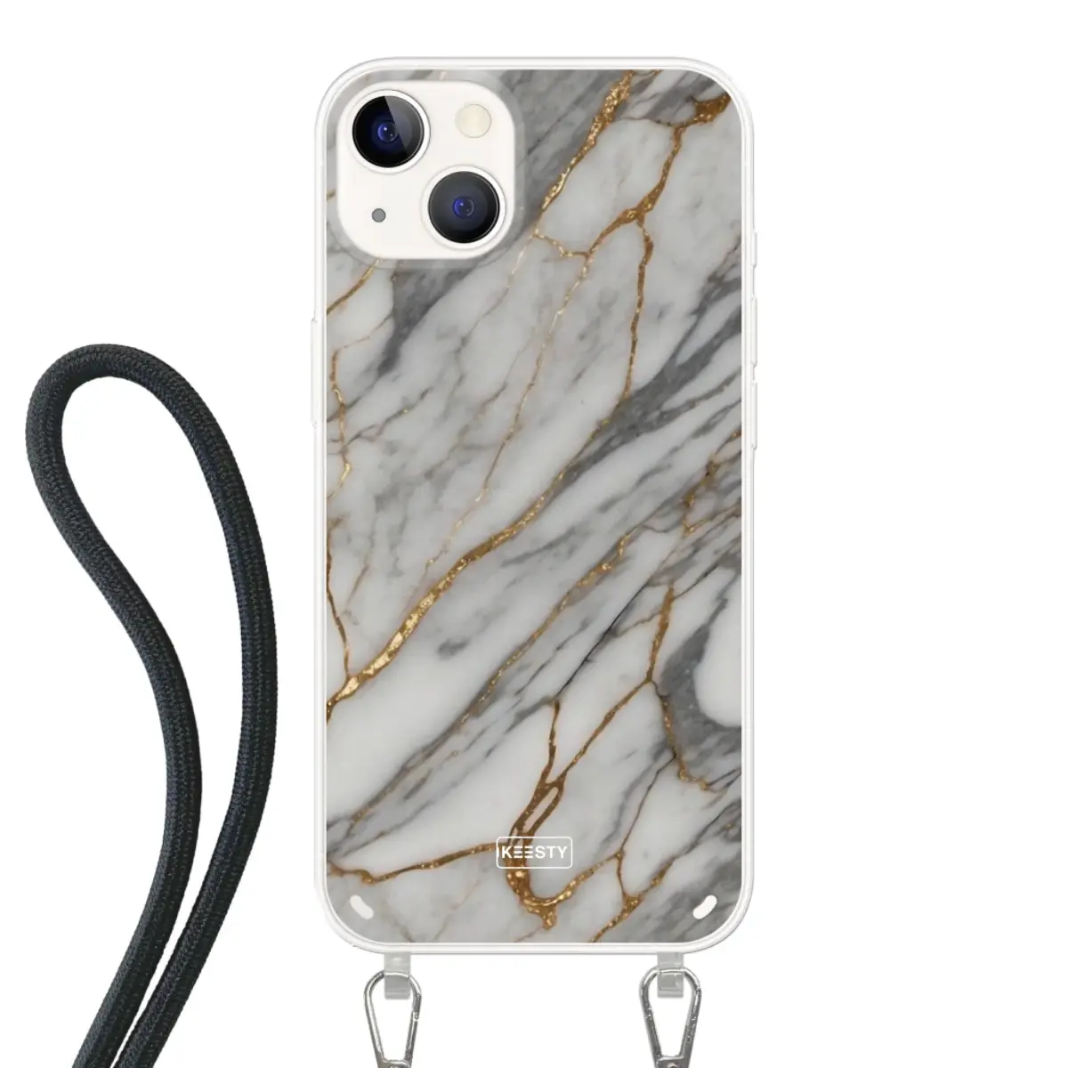 Telefoonhoesje ontwerpen met koord Marble Black Samsung Galaxy S25 Edge