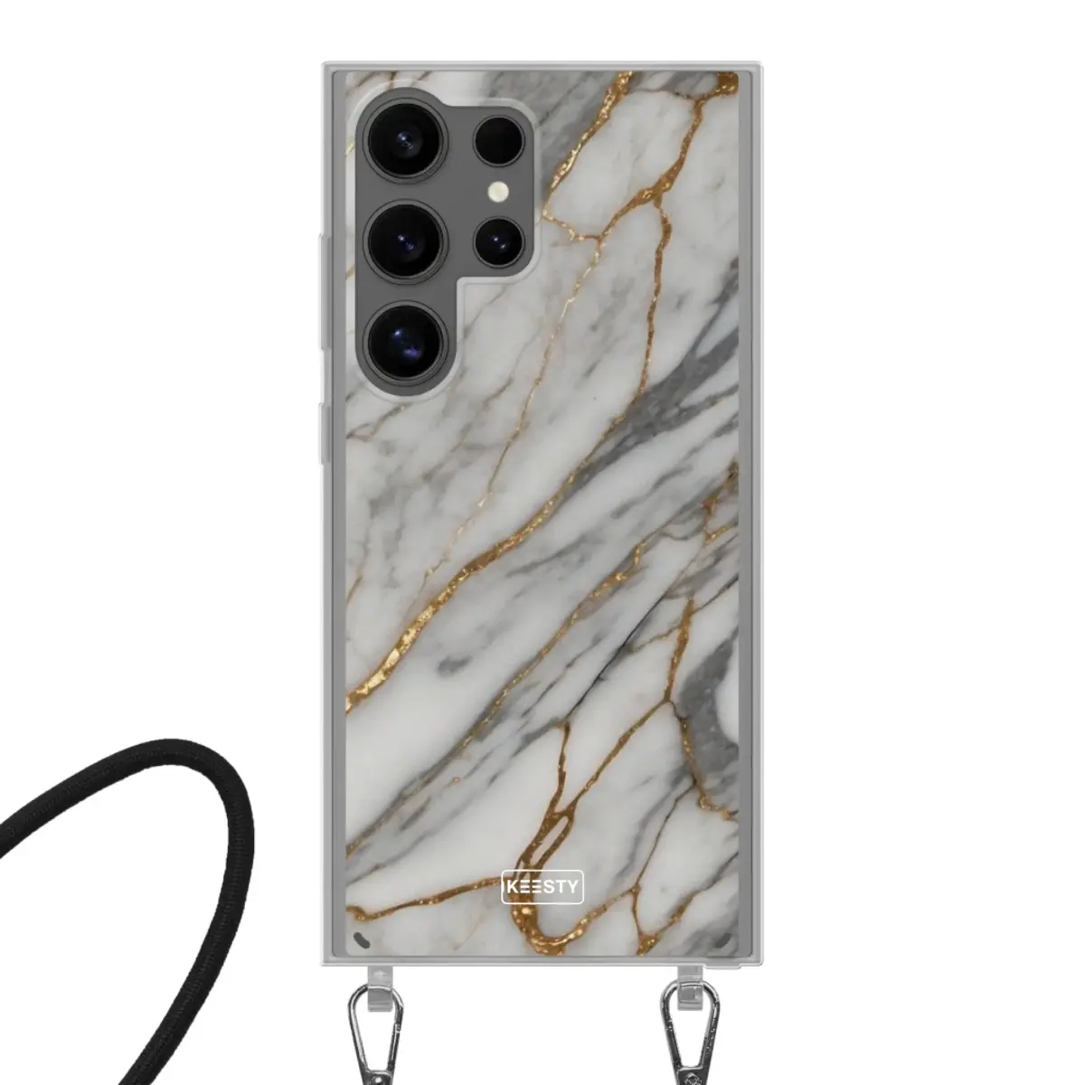 Telefoonhoesje ontwerpen met koord Marble Black Apple iPhone 13 Mini