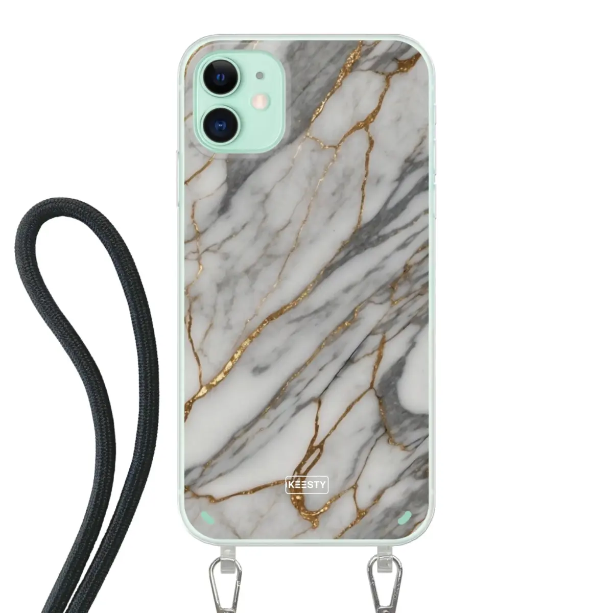 Telefoonhoesje ontwerpen - Marble Green - Hoesje met koord