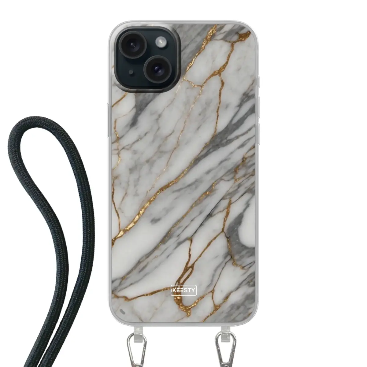 Telefoonhoesje ontwerpen - Marble Green - Hoesje met koord