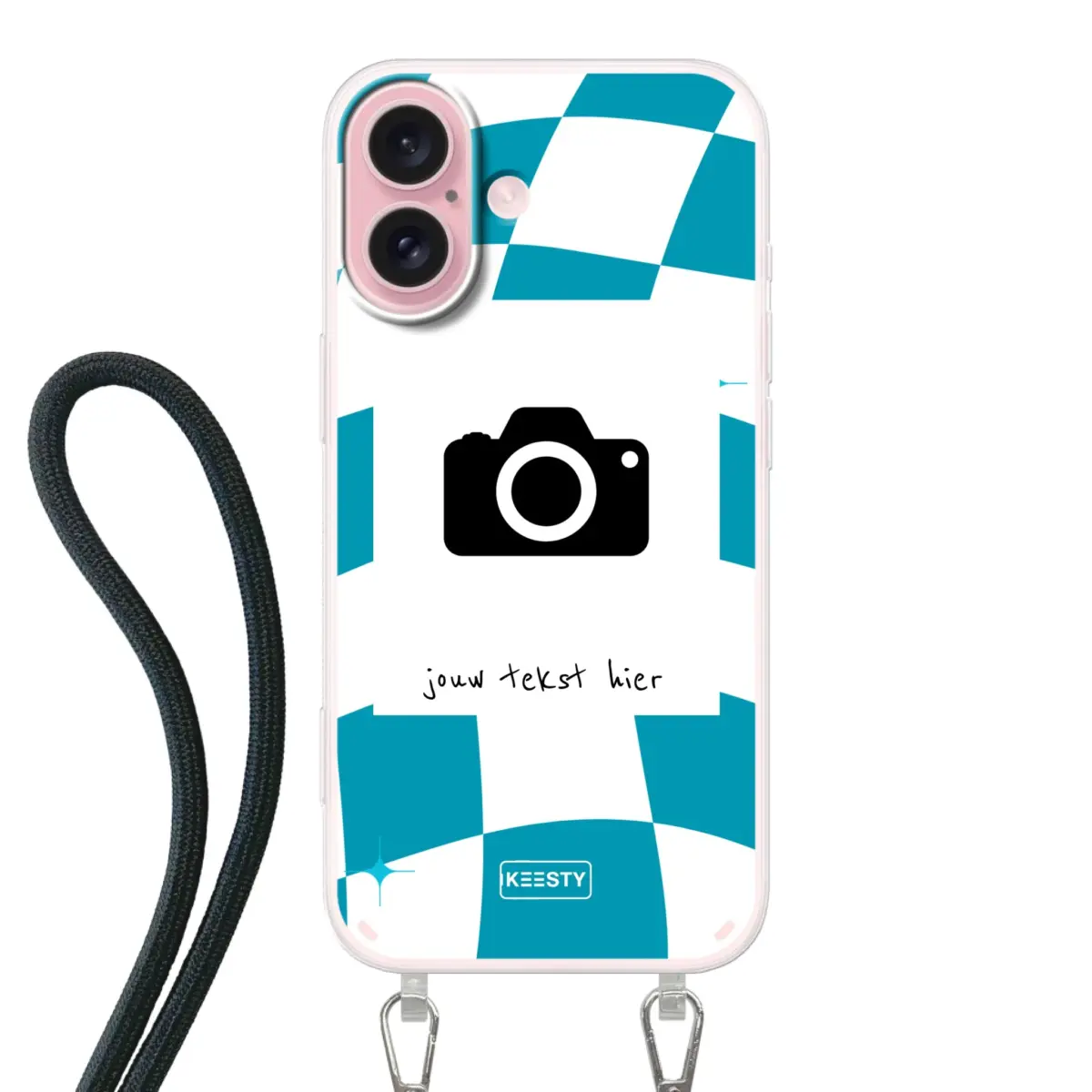 Apple iPhone 16 Crossbody case (back printed, transparent)